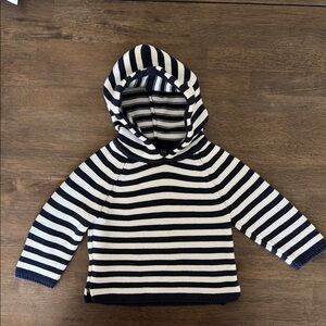 Janie and Jack Blue and White Striped Hoodie with Soft Fabric